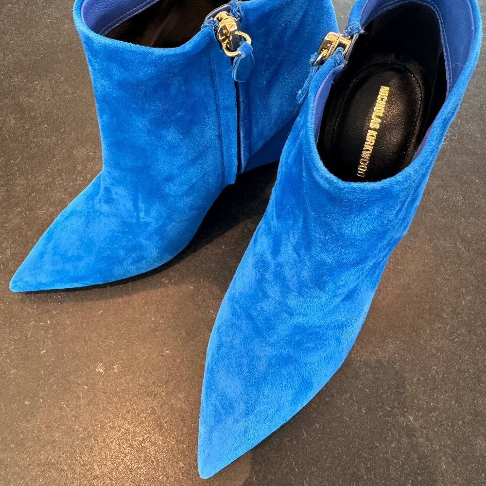 Nicholas Kirkwood Blue Suede booties NEW NEVER WORN SIZE 36.5